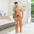 thumbnail image 3 of FREEAMG Men's Pajama Pants with Pockets Sleepwear Lounge Pants Stretch Casual Monkey Orange Cute, 3 of 7