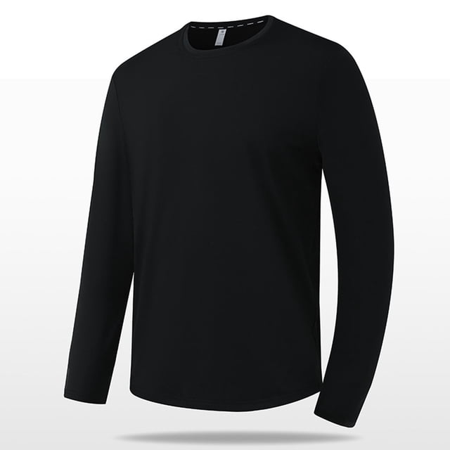 AherBiu T-Shirts à Col Rond pour Hommes à Manches Longues Grande Taille Légers Décontractés Ajustés Tee-Shirts
