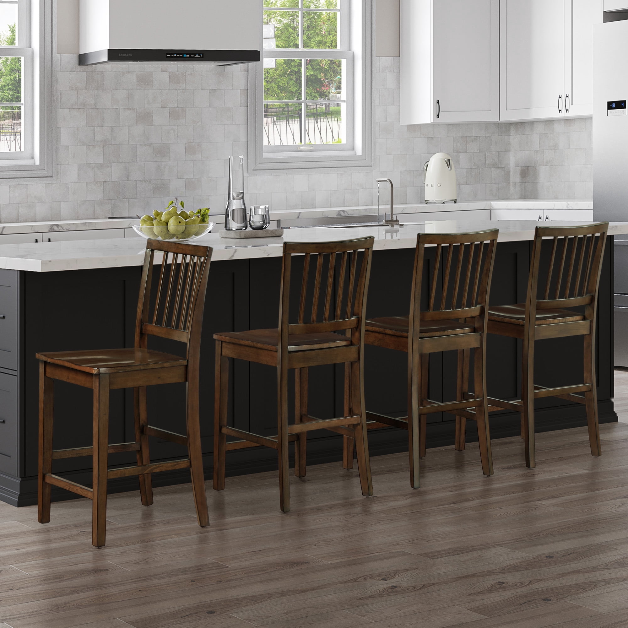 Steve Silver Joplin Transitional Walnut Set of 2 Dining Counter Chair