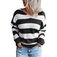 thumbnail image 2 of Labakihah sweaters for women Women's Crew Neck Long Sleeve Color Block Knit Sweater Casual Pullover Jumper Tops (without Positioning Printing) Black L, 2 of 6
