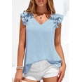 thumbnail image 4 of PRETTYGARDEN Womens Blouses Dressy Casual Summer V Neck Ruffle Cap Sleeve Business Work Tops Spring Teacher Shirts, 4 of 10