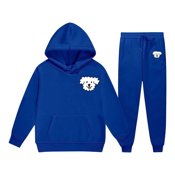 HAYIMI Children Fall Hoodie Pants Set, Cartoon Dog Print Long Sleeve Hooded Tops With Jogger Trousers Daily Outfit Sets Leisure Clothes Sets