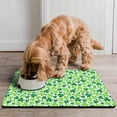 thumbnail image 2 of Dog Food Mat, Dog Mat for Food and Water, Pet Dog Cat Bowl Mat, Anti-Slip Reusable Feeding Mat with Green Clover Shamrock,16inx24in, 2 of 7
