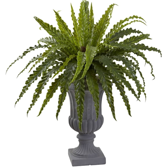 Nearly Natural 30" Birds Nest Fern Artificial Plant with Urn, Green