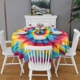 thumbnail image 2 of Colorful Tie Dye Mandala Pattern Round Tablecloth 60"x60",Wrinkle Wipeable Table Cloth for Kitchen Dining Room Picnic Patio Party, 2 of 6
