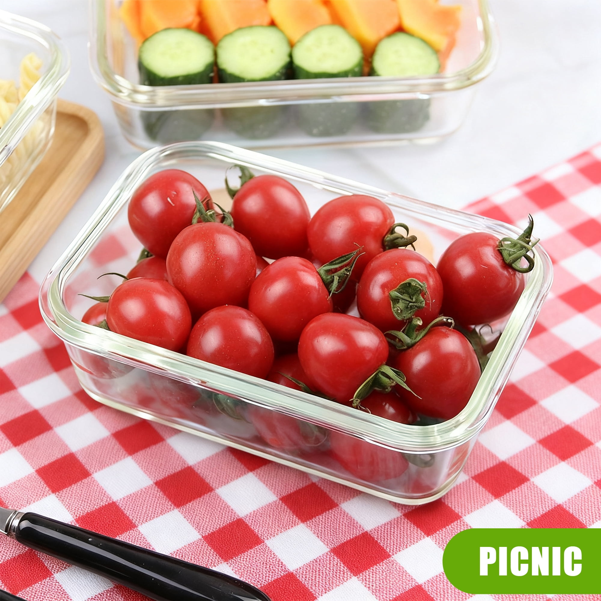 Glass Food Storage Containers with Lids, 7 Pack Airtight Meal Prep Containers Glass, Tupperware Set, Microwave/Oven/Freezer/Dishwasher Safe Lunch Box