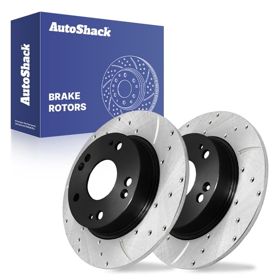 AutoShack Rear Brake Rotors for Honda & Acura, Civic 2006-2015 ILX 2013-2015 CSX 2006-2011, FWD L4 1.3L 1.5L 1.8L 2.0L 2.4L - E-Coated Drilled & Slotted - ShadowGuard - 10.24" (260 mm), 5-Lug