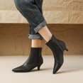 thumbnail image 5 of Elegant British Women's Ankle Boots Classic Design Pointed Toe Short Boots for Autumn Winter Mid Heel Riding Shoes, 5 of 6