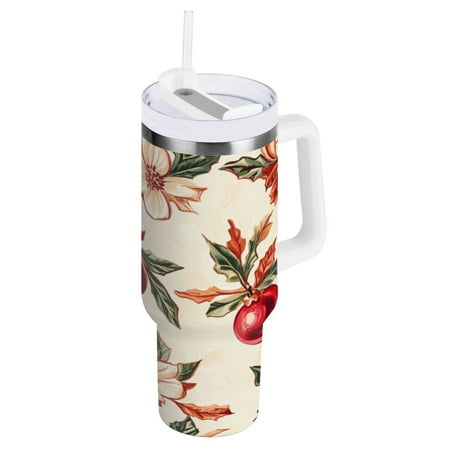 

30 Oz Car Handle Water Cup 9.9x3.5 Inch Stainless Steel Water Cup With Handle Water Cup Car Water Cup Travel Coffee Cup Christmas Red Ball
