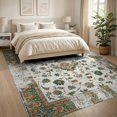 thumbnail image 3 of ODIKA Vintage Scroll Faded Floral Medallion Motif Antique Distressed for Living Room, Under Sectional, Family , Non-Slip Flatwoven, 3 of 7