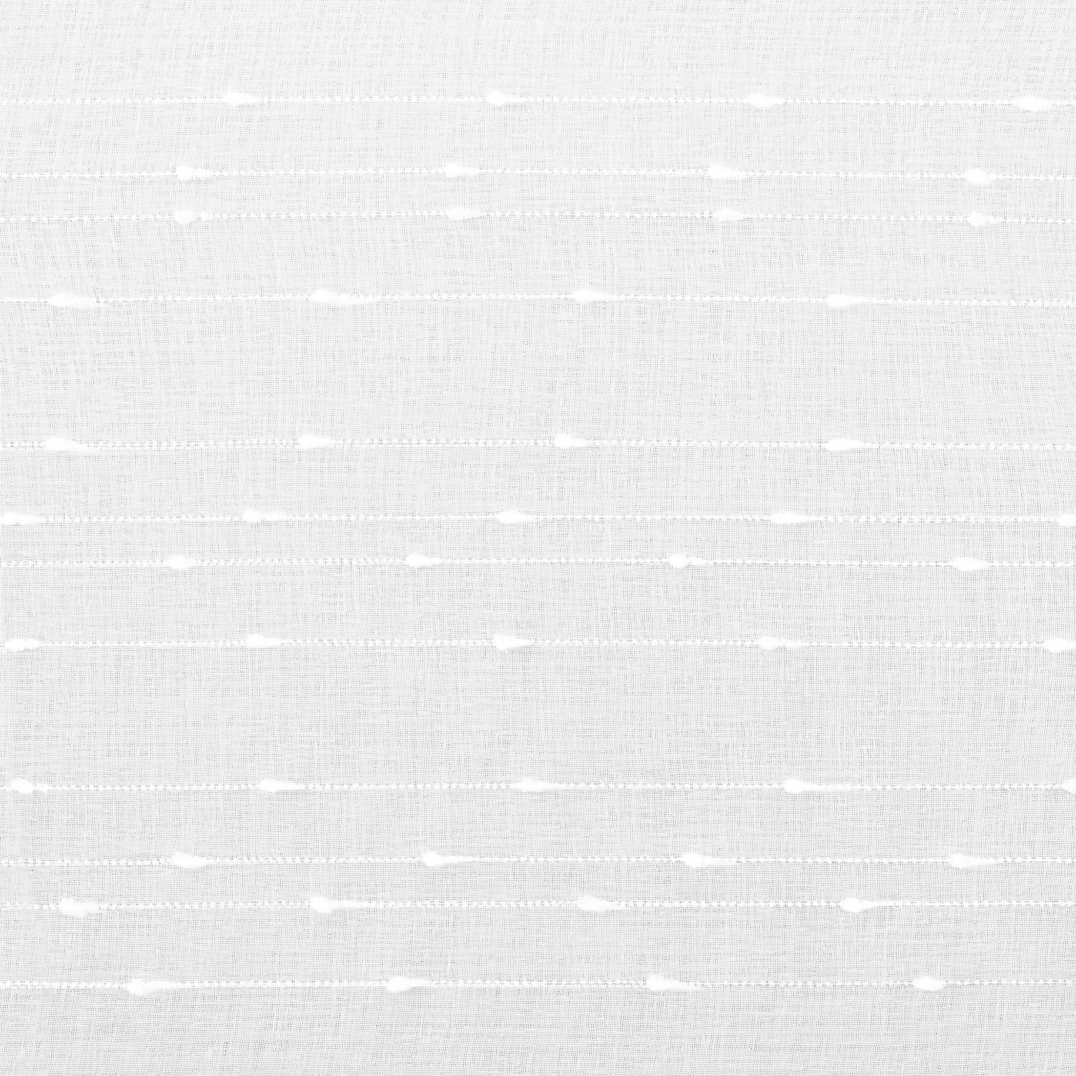 No. 918 Noemi Slub Stripe Rope Tab Semi-Sheer Curtain Panel, 1-Piece Tab Top Indoor Window Panel, 50”x84", White