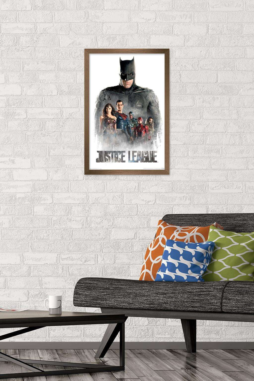 DC Comics Movie - Justice League - Characters in Mist Wall Poster, 14.725" x 22.375", Framed