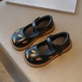 thumbnail image 2 of GiLiling Girls Mary Jane Shoes, Girls Flats with Carrot Embroidered Design Hook-and-Loop Strap, Leather Flats with Non-Slip Rubber Sole for Casual and Dress Wear (Black, 5-5.5 Years), 2 of 6