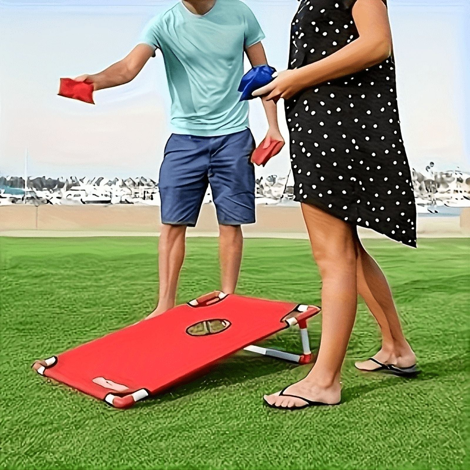 2pcs Portable PVC Framed Cornhole Game Set 8 Cornhole Bean Bags and Carrying Case for Yard Toss Game, Indoor Outdoor Camping Games for Adults Family