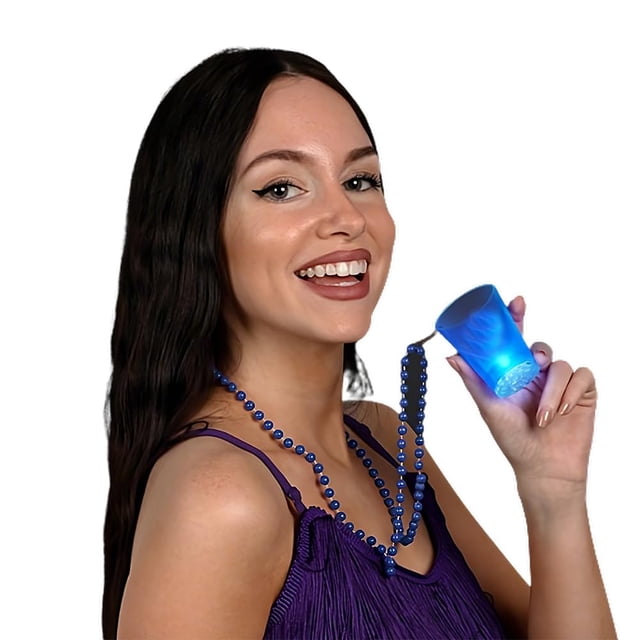 Vaso de Shot con Luz LED Azul parpadeante blinkee en Collar de Cuentas