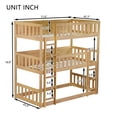thumbnail image 5 of Bellemave Rubber Wood Triple Bunk Bed Twin over Twin over Twin Bunk Bed Frame with Fence-shaped Guardrails and Ladders Detachable Bunk Bed Convertible 3 Bunk Bed for Teens, White Oak, 5 of 10