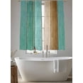 thumbnail image 5 of Teal Brown Wooden Sheer Curtains 72 Inch Length 2 Panels Set, Farmhouse Vertical Striped Art Voile Window Treatment Rod Pocket Curtains Sheers Drapes for Bedroom/Living Room/Kitchen 52"x72"x2, 5 of 7