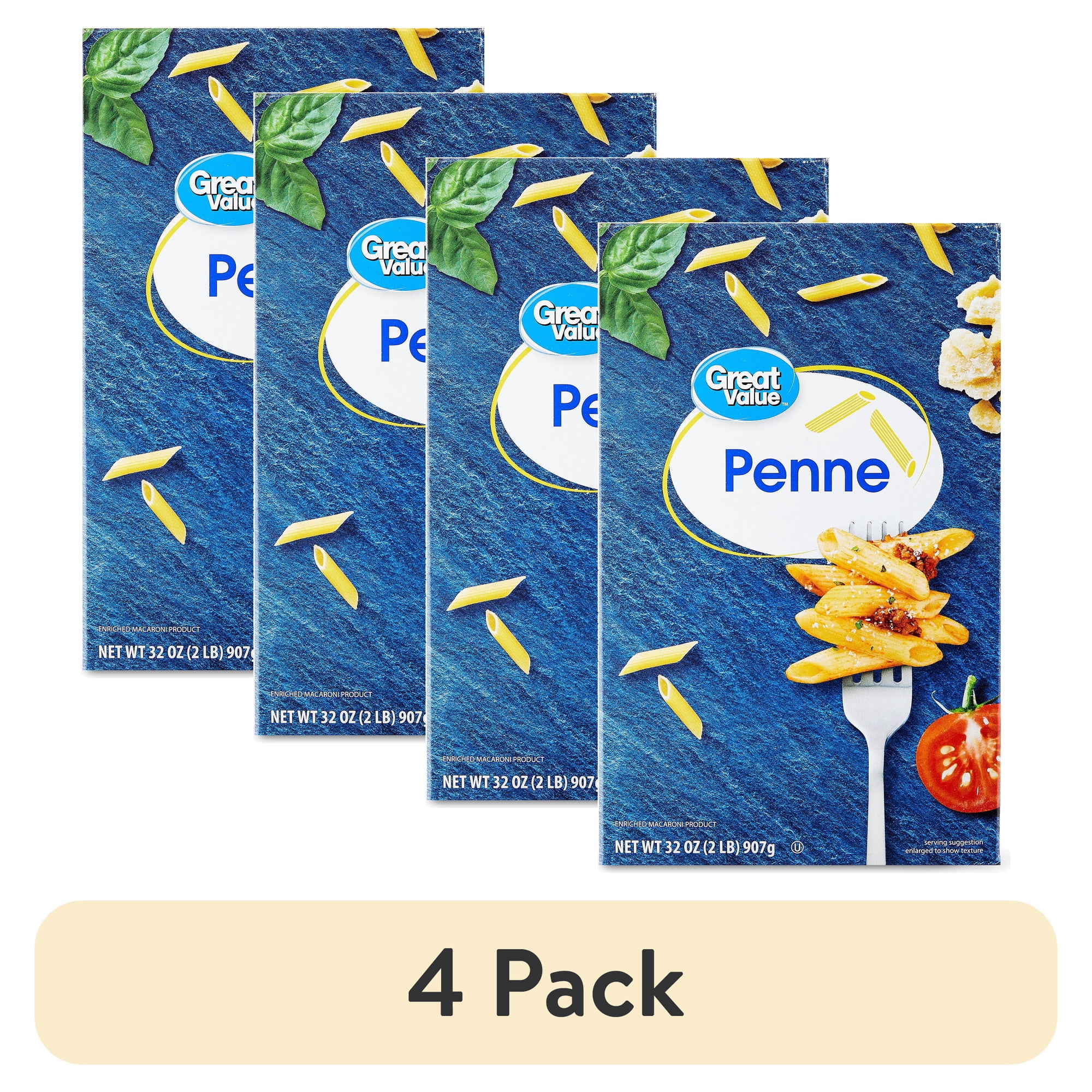 (4 pack) Great Value Penne, 32 oz (Shelf Stable)