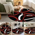 thumbnail image 6 of Round Rugs 3.3 Ft, Red Geometric Non Slip Area Rugs for Kitchen Bedroom Entryway, Vintage Abstract Stripes Aesthetic Art Washable Carpet Runner Rug Floor Mats for Bedroom Home Decor, 6 of 9