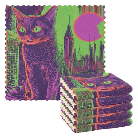 

WOBOGO Moebius Cat Kitchen Towels 6pcs Ultra Soft Absorbent Quick Drying Dish Cloths 11×11inch