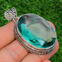 Blue Apatite Pendant Gemstone Pendant Handmade 925 Sterling Silver Oval Pendant