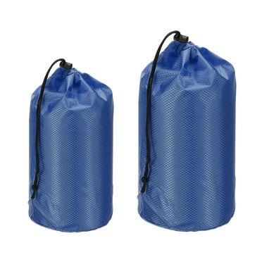 Uxcell Stuff Sack, 4x8"/7x13" Waterproof Outdoor Storage Sack Portable Drawstring Bag for Camping, Dark Blue 2 Pcs