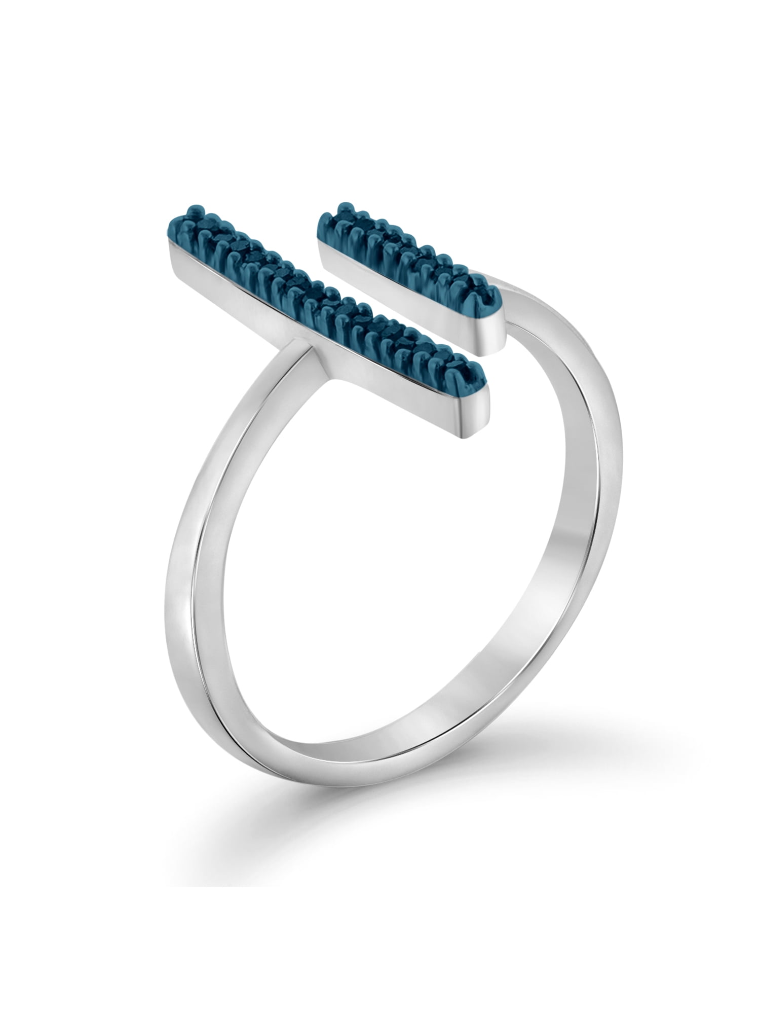 JewelersClub Sterling Silver Accent Blue diamond Open Ring for Women | Diamonds for Everyday Womens Wear