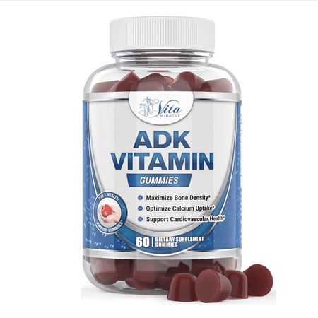 ADK Vitamin Supplement Gummies With Vitamin D 5000 IU, Vitamin A 3000 IU, Vitamin K 500mcg, Vitamin D K Supports Bone Strength, ADK 10 Heart Health, ADK 5 Boost Immune System & ADK2 Calcium Absorption