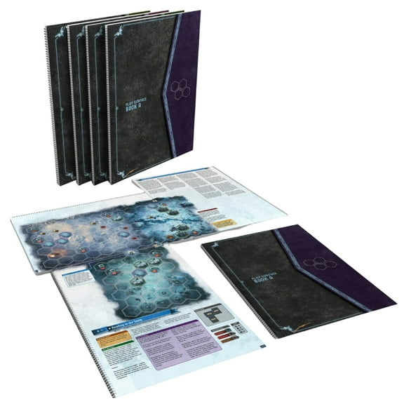 Frosthaven: Play Surface Books - Set of 4 - Strategy Board Game Accessory, Narrative Text & Rules For Frosthaven Scenarios