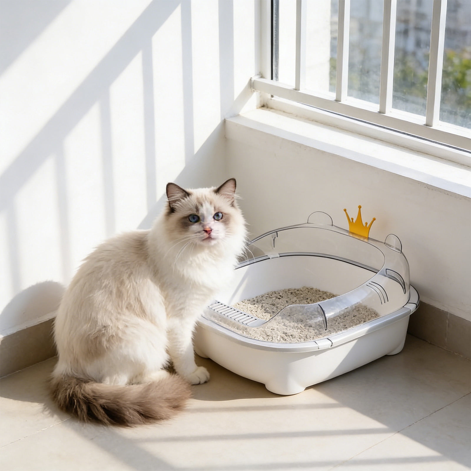 Viflosae Liter Box Cats Box Semi Enclosed Cats Litter Box with High Sides Front Opening Odor Control Kitty Litter Pan with Removable Lid Foolproof Clean Cats Toilet for Indoor Use