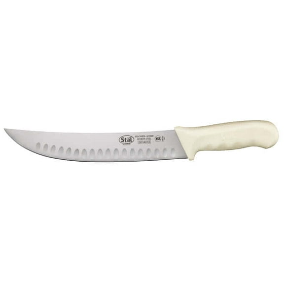 Winco KWP-93, 9-Inch Stal High Carbon Steel Offset Bread Knife, Polypropylene Handle, White, NSF