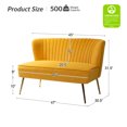 thumbnail image 7 of Velvet Sofa 2 Seater Upholstered Loveseat Living Room Chair Tufted Back Home Bedroom Mustard, 7 of 7