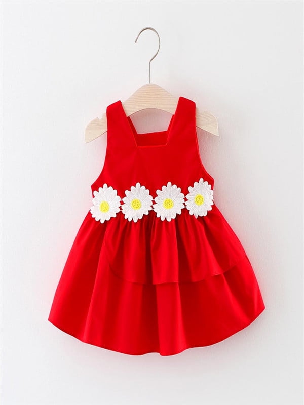 Cute Toddler Baby Girl Sleeveless Flowers Lace Dress Gallus Dress