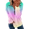 thumbnail image 1 of WEAIXIMIUNG Sweatshirts d'Automne pour Femmes Décontracté Col en V Zip Dégradé Imprimé Manches Longues, 1 of 4