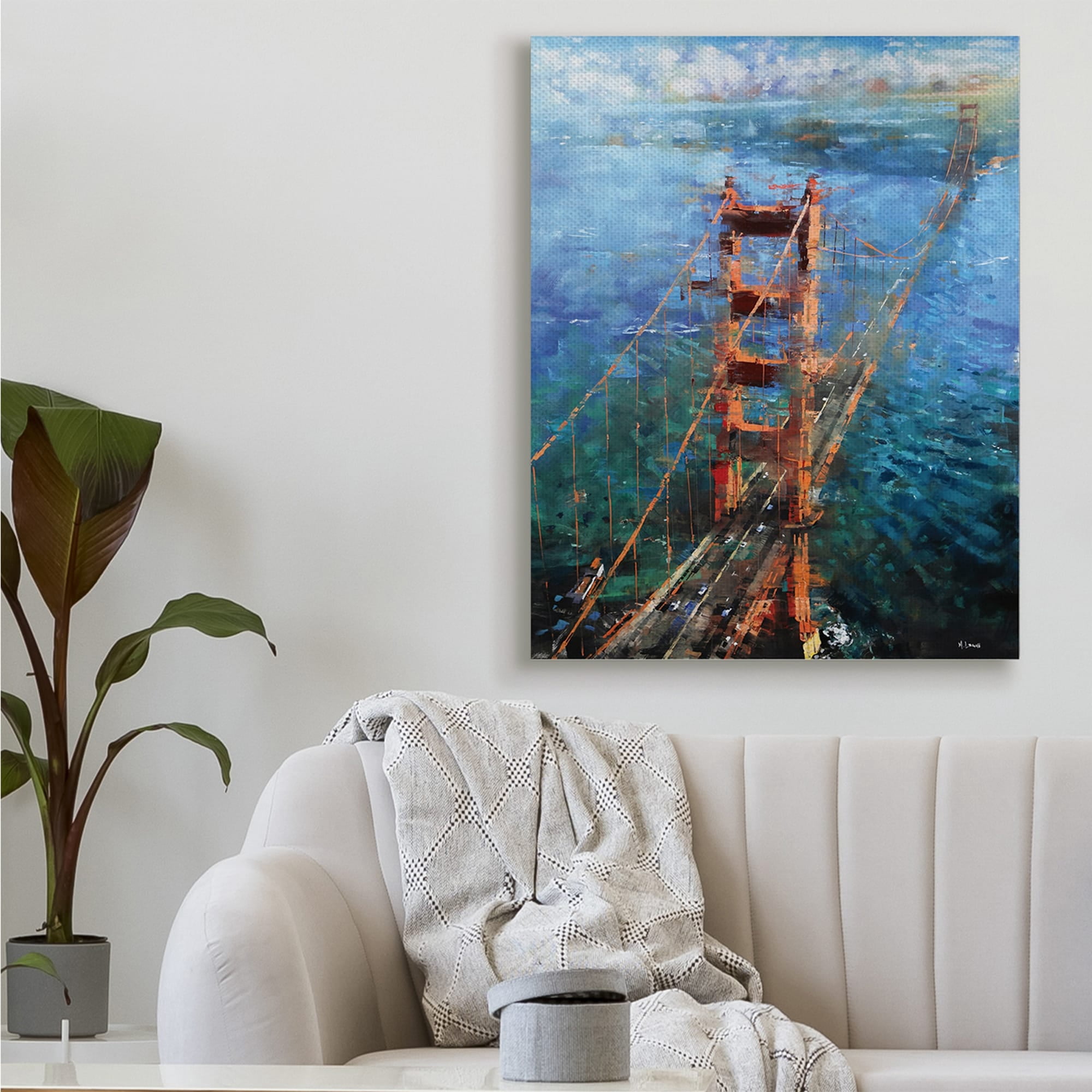 Stupell Industries Golden Gate Bridge Contemporary Abstract Aerial View,24 x 30,Designed by Mark Lague
