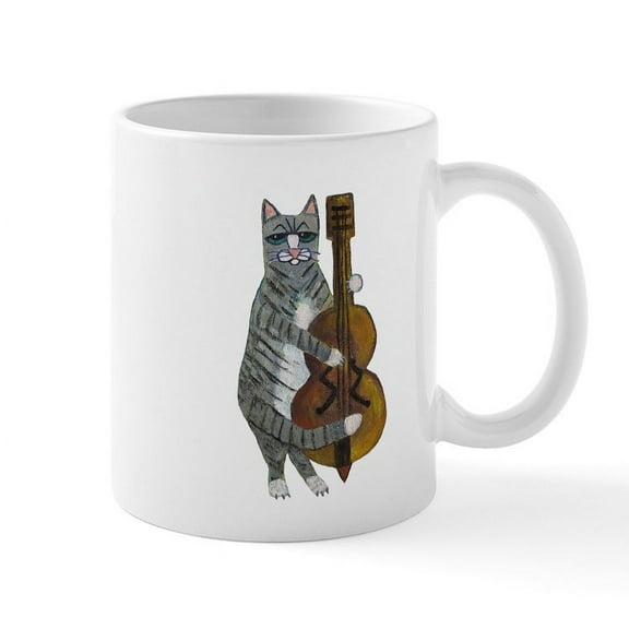 CafePress - Cat And Cello Mug - 11 oz Ceramic Mug - Novelty Coffee Tea Cup