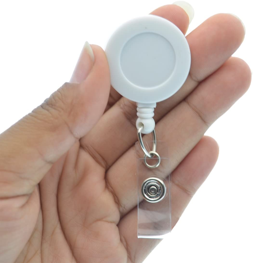 Bulk 100 Pack White Badge Reels with Extra Tight Pinch Alligator Clip (Non-Swiveling) by Specialist ID