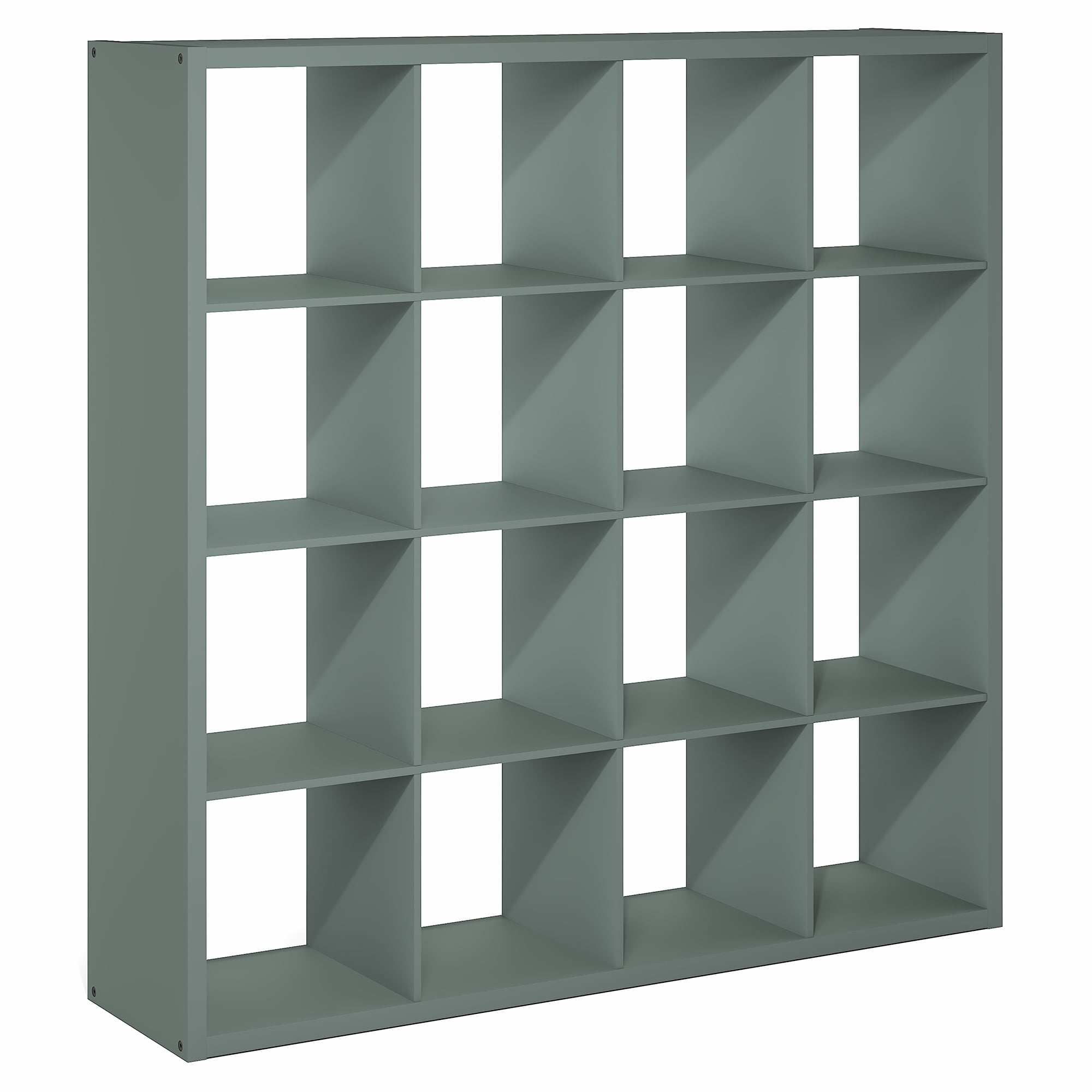 Furinno CUBICLE Book Shelf, 16-Cube Thick Frame Bookshelf, Reversible Bookcase with Open Back, 14.6 x 57.8 x 58, for Living Room, Bedroom, Home Office, Sage Green