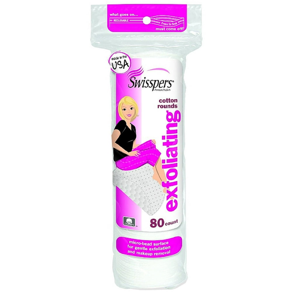 3 Pack Swisspers Premium Exfoliating Cotton Rounds 80 ea Walmart