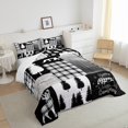 thumbnail image 2 of Bear Comforter Set Queen Size,Deer Hunting Woodland Rustic Cabin Bedding Set Adult,Camping Adventure Geometric Plaid Patchwork Down Comforter,Xmas Pine Tree Quilt Gray Black, 2 of 6