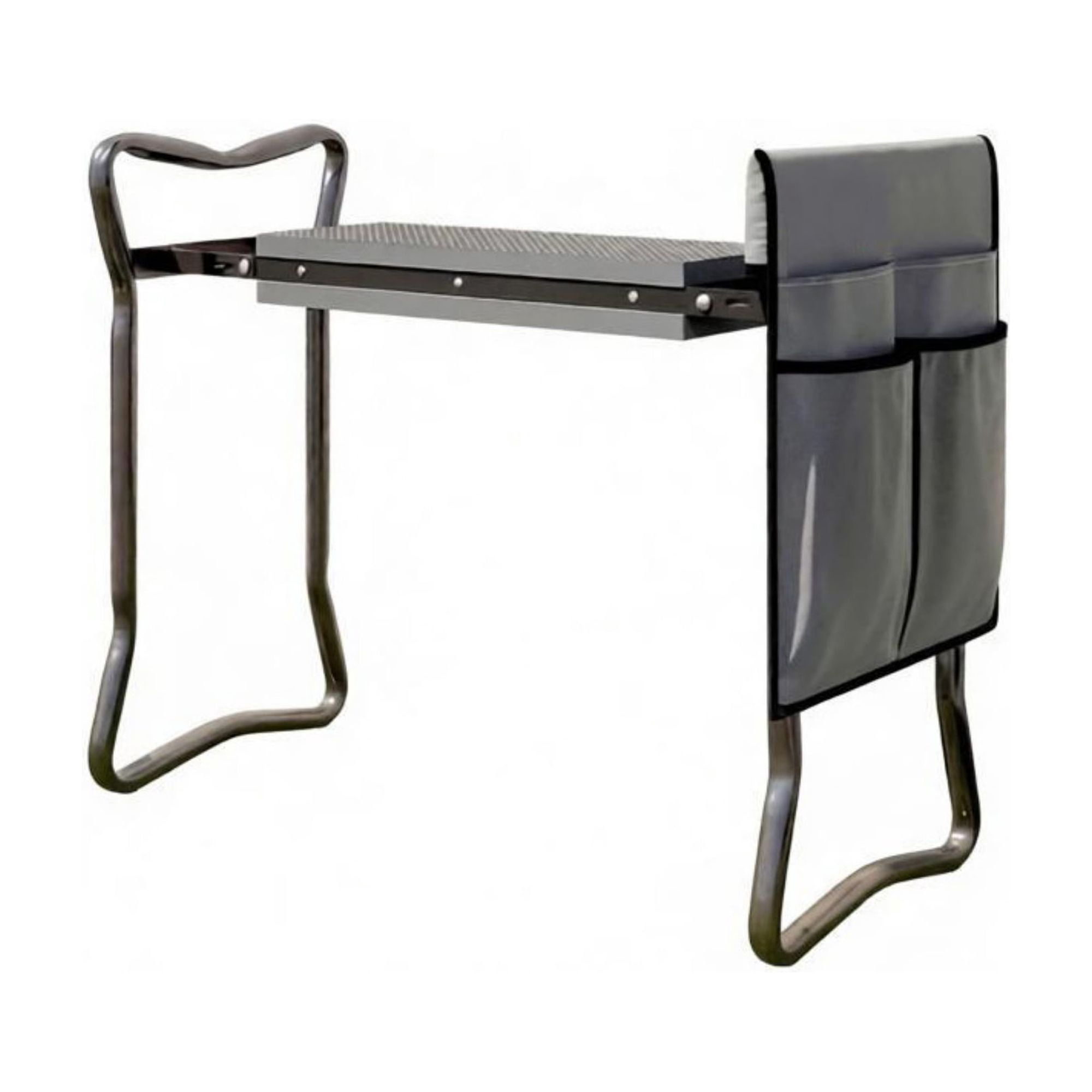 Foldable Garden Kneeler and Seat, Heavy Duty 2-in-1 Stool with EVA Pad and Detachable Tool Pouch, Gray