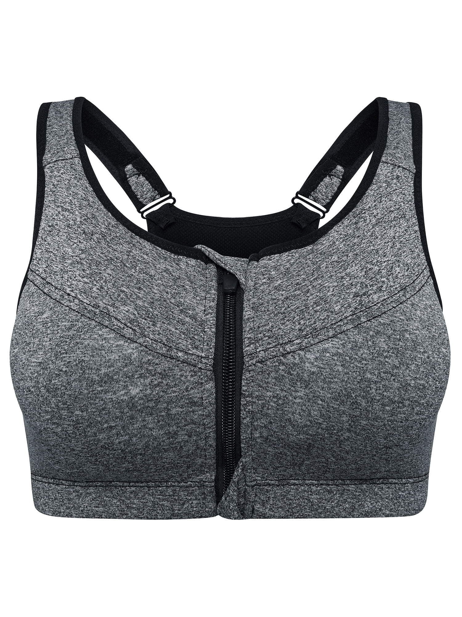 Zip Front Bra Padded Low Impact Wirefree Grey – WingsLove