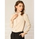 thumbnail image 2 of Blusa de Chifón Allegra K Cuello Levantado Volantes Manga Larga Cierre Botones Oficina Trabajo Mujer Albaricoque L, 2 of 6
