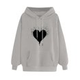 thumbnail image 1 of Chandails à Capuchon Mignons pour Femmes, Manches Longues Décontractées, Imprimé Cœur, Chandail avec Poches, Coupe Ample, Vêtements d'Automne, 1 of 4