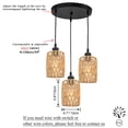 thumbnail image 2 of FSLiving Hanging Swag Pendant Lamp Flush Mount Portable Twine Natural Rattan Shade Mini Semi Light Fixture E26 Socket for Entryway Vaulted Ceiling Stairway, 2 of 7