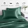thumbnail image 4 of Yalamila Satin Sheet Set Twin Size, Green 3 Pcs, Luxury Silky Soft 3 Pieces Bed Sheet Set with Deep Pocket Fitted Sheet, Flat Sheet and Pillowcase for Hair and Skin, 4 of 10