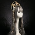 thumbnail image 3 of GRACEART Women Renaissance Tudor Headpiece Beads Chain Royal French Hood Coronet Tiara, 3 of 6