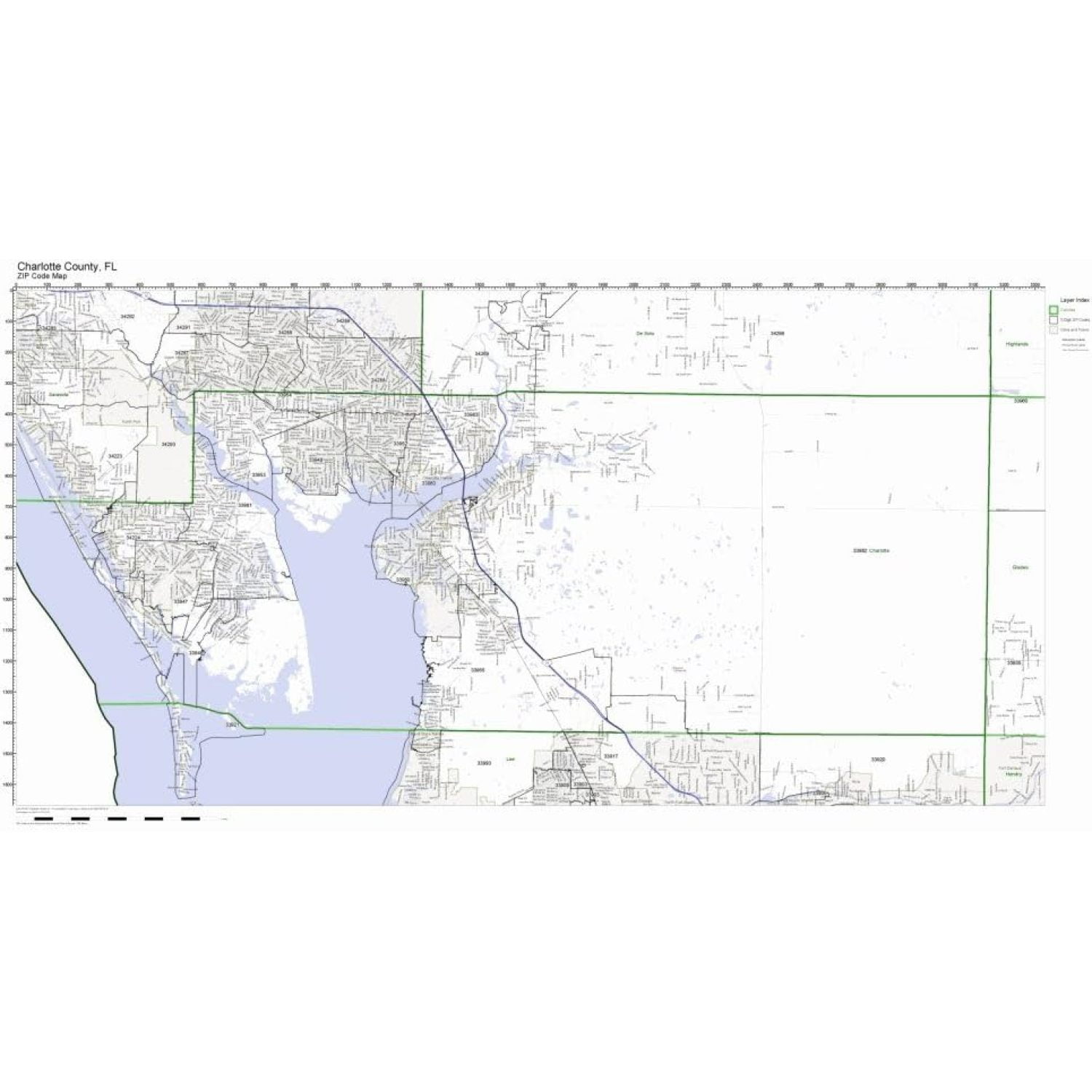 charlotte-county-florida-fl-zip-code-map-not-laminated-walmart