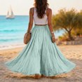 thumbnail image 4 of Women's Cotton Linen Skirt High Waist A-Line Pleated Maxi Skirts Casual Flowy Beach Vacation Skirts, XL, 4 of 5