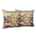thumbnail image 5 of Ambesonne Lake Throw Pillow Cover Pack of 2, Snowy Mountains Sepia Effect, 2 Pcs-40"x40", Grey Yellow Warm Taupe, 5 of 5